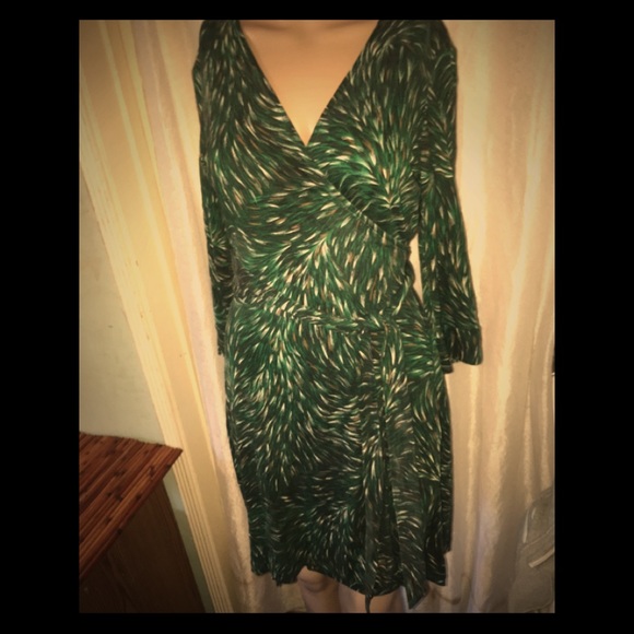 dvf green wrap dress